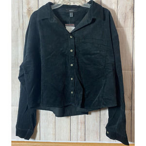 Forever21 Black 3X NWT Lightweight Button Front Corduroy Shirt NEW